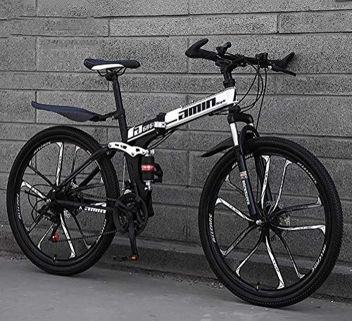 Folding Mountain Bike : RICHLN Foldable Mountainbike 24 / 26 Inches, MTB Bicycle With Spoke Wheel, Lightweight Mountain Bikes Bicycles Black 24", 21 Speed