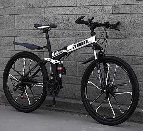 Folding Mountain Bike : RICHLN Foldable Mountainbike 24 / 26 Inches, MTB Bicycle With Spoke Wheel, Lightweight Mountain Bikes Bicycles Black 26", 21 Speed