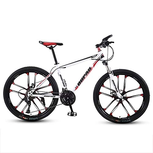 Folding Mountain Bike : Rindasr 24 / 26 inch Off-Road Road Racing Mountain BikeHigh carbon steel frame + double disc brake Variable Speed shock absorption bicycleMen and women Outdoor Riding 10 cutter Integrated Wheel Travel