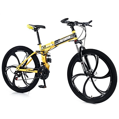 Folding Mountain Bike : RMBDD 21 Speed Folding Mountain Bike, 26 Inch Lightweight Comfortable Foldable High Carbon Steel Frame Suspension Bicycle with Dual Disc Brakes Suitable for 5'3" to 5'7" Unisex for Adult