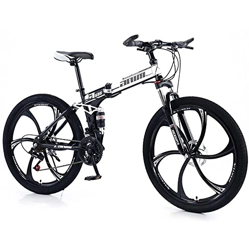 Folding Mountain Bike : RMBDD 26 Inch Wheels Folding Mountain Bike Full Suspension 24 Speed Mountain Bicycle with High Carbon Steel Foldable Frame and Double Disc Brake 24-Speed Braking System for Adults Bike