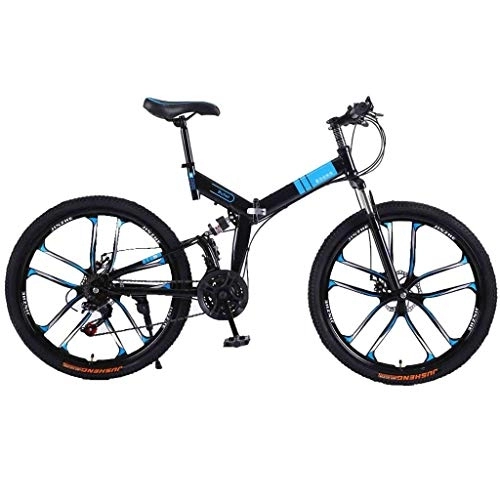 Folding Mountain Bike : Road Bikes Bicycle Mountain Bike Adult MTB Foldable Road Bicycles For Men And Women 24In Wheels Adjustable Speed Double Disc Brake Off-road Bike (Color : BlACK-C, Size : 24 Speed)