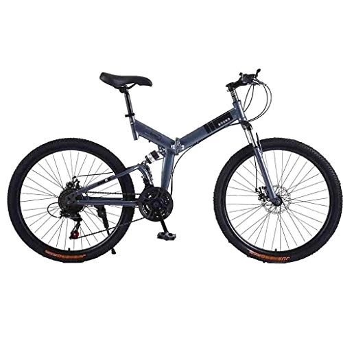 Folding Mountain Bike : Road Bikes Bicycle Mountain Bike Adult MTB Foldable Road Bicycles For Men And Women 26In Wheels Adjustable Speed Double Disc Brake Off-road Bike (Color : Gray, Size : 27 Speed)