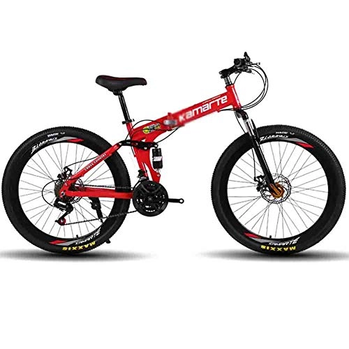 Folding Mountain Bike : Road Bikes Bicycle MTB Adult Foldable Mountain Bike Folding Road Bicycles For Men And Women 26In Wheels Adjustable Speed Double Disc Brake Off-road Bike (Color : Red, Size : 24 speed)