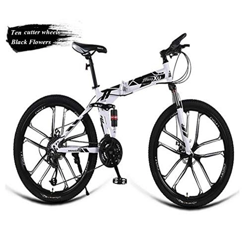 Folding Mountain Bike : RPOLY Mountain Bike Folding Bikes, Adult Folding Bike 27 Speed Folding Bike with Anti-Skid and Wear-Resistant Tire for Adults, Black_26 Inch
