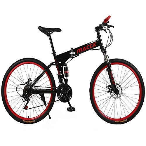 Folding Mountain Bike : RSJK Adult mountain bike bicycle Cross country racing bicycle 26 inch 21 / 24 / 27 shifting system Folding Shock absorber front fork Front and rear double disc brakes Black@Cool black_27-speed 26-inch