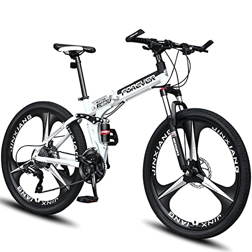 Folding Mountain Bike : RSTJ-Sjef 27 Speed 26 Inch Mountain Bike for Men Women Adult, Foldable High Carbon Steel Trail Bicycle with Hydraulic Disc Brake And Central Shock Absorber, 21 speed