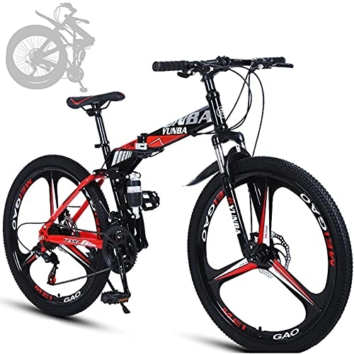 Folding Mountain Bike : RSTJ-Sjef 30 Speed Mountain Bike for Adult, 24 / 26 Inch Foldable Trail Bicycle Double Disc Brakes Igh Carbon Steel Frame, Ideal for Outdoor Riding, 24 inch