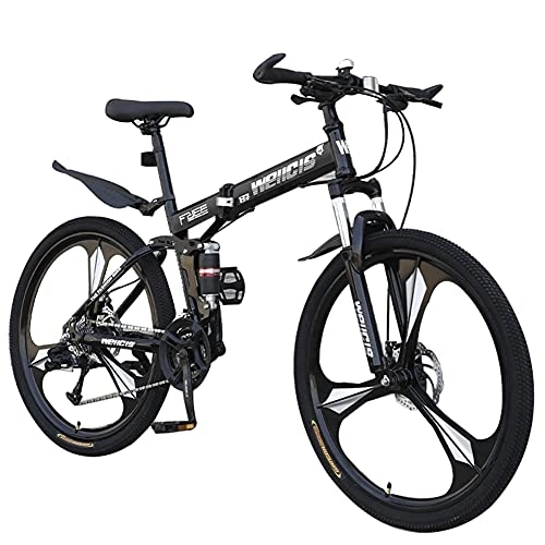 Folding Mountain Bike : RSTJ-Sjef Foldable Mountain Bike 26 Inch 24 Speed / 27 Speed, High Carbon Steel Frame Trail Bicycle with Double Disc Brakes, Easy To Store, for Men Women Adult, 24speed