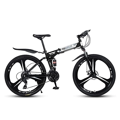 Folding Mountain Bike : SABUNU MTB Folding 21 / 24 / 27 Speed 26 Inches Wheels Mountain Bike Carbon Steel Frame With Dual-disc Brakes And Double Shock Absorber(Size:21 Speed, Color:black)