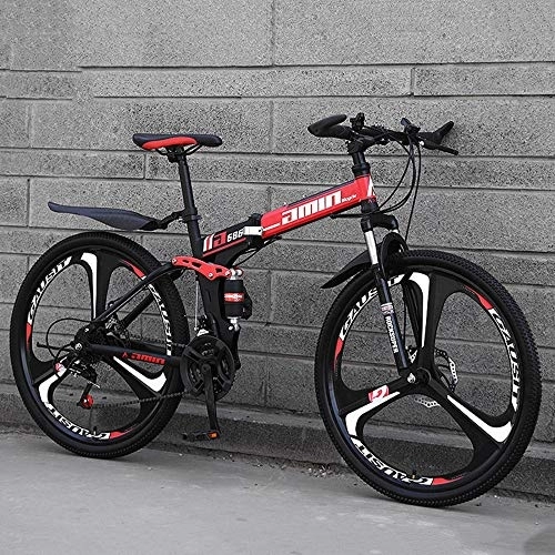 Folding Mountain Bike : SANJIANG Mountain Bike, 21 Speed Double Disc Brake Bicycle Folding Bike For Adult Teens Bicycle Full Suspension MTB Bikes, A-10knifewheels-26inches