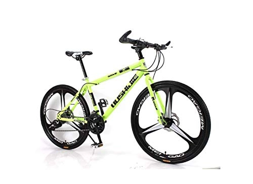 Folding Mountain Bike : SEESEE.U Mountain Bike Unisex Mountain Bike 21 / 24 / 27 / 30 Speed High-Carbon Steel Frame 26 Inches 3-Spoke Wheels Bicycle Double Disc Brake for Student, Green, 27 Speed
