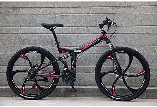 Folding Mountain Bike : Smisoeq Folding motion / mountain bike cutter wheel 6 24 / 26 inches, 26 inches men's bike with adjustable seat front suspension mountain bike (Color : 24stage shift, Size : 24inches)