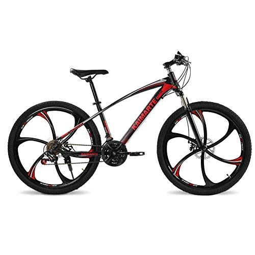 Folding Mountain Bike : smzzz Sports Outdoors Commuter City Road Bike Bicycle Mountain 26inch Six-knife Wheel High-carbon Steel Unisex Dual Suspension Mountain Disc Brakes Red 21speed