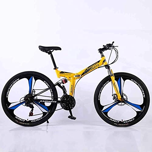 Folding Mountain Bike : smzzz Sports Outdoors Commuter City Road Bike Bicycle Mountain Folding Frame MTB Dual Suspension Mens 27 Speeds 26 Inch 3-High-Carbon Steel Bicycle Disc Brakes Black 24speed
