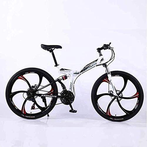 Folding Mountain Bike : smzzz Sports Outdoors Commuter City Road Bike Bicycle Mountain Folding Frame MTB Dual Suspension Mens 27 Speeds 26 Inch 6-High-Carbon Steel Bicycle Disc Brakes Red 21speed