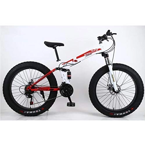 Folding Mountain Bike : smzzz Sports Outdoors Commuter City Road Bike Folding 26" Alloy Folding Mountain 27 Speed Dual Suspension 4.0Inch Fat Tire Bicycle Can Cycling On Snow Mountains Roads Beaches Etc