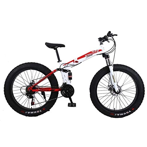 Folding Mountain Bike : smzzz Sports Outdoors Commuter City Road Bike Folding 26" Alloy Folding Mountain 27 Speed Dual Suspension 4.0Inch Fat Tire Bicycle Can Cycling On Snow Mountains Roads Beaches Etc 5