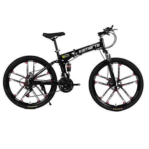 Folding Mountain Bike : SOAR Adult Mountain Bike Foldable Bicycle MTB Adult Mountain Bike Folding Road Bicycles For Men And Women 26In Wheels Speed Double Disc Brake (Color : Black, Size : 21 speed)