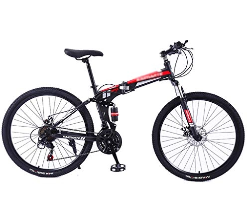 Folding Mountain Bike : Sports Folding Bicycle Mountain Bikes, 21 / 24 / 27 Speed Steel Frame Double Shock Absorption Bicycle, 24 / 26 Inch (Color : Black, Size : 26 inch 27 speed)