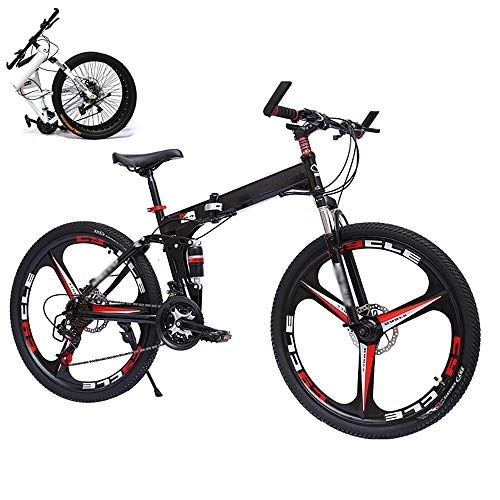 Folding Mountain Bike : STRTG Adult MTB Foldable Bicycle, Folding Bike, Folding Mountain Bike, Folding Outroad Bicycles, 21 * 24 * 27 * 30-Speed, 24 * 26-inch Wheels Outdoor Bicycle