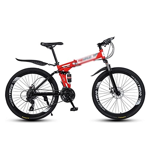 Folding Mountain Bike : T-Day Mountain Bike 26 Inch Folding Mountain Bike 21 / 24 / 27 Speed High-Tensile Carbon Steel Frame MTB Dual Disc Brake Mountain Bicycle For Men And Women(Size:27 Speed, Color:Red)