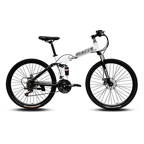 Folding Mountain Bike : T-Day Mountain Bike 26 Inch Mountain Bike Folding With Carbon Steel Frame 21 / 24 / 27 Speed Mountain Bicycle With Mechanical Disc Brake And Lockable Suspension Fork(Size:24 Speed, Color:White)