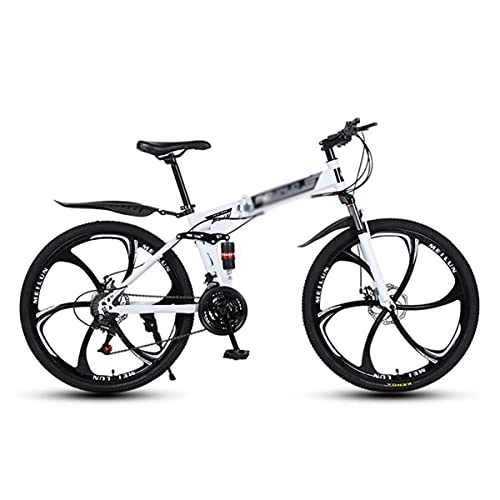 Folding Mountain Bike : T-Day Mountain Bike Adult Folding Mountain Bike 21 / 24 / 27 Speeds 26-Inch Wheels Carbon Steel Frame, Dual-disc Brakes Double Shock Absorber Design, Multiple Colors(Size:24 Speed, Color:White)