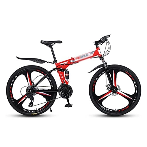 Folding Mountain Bike : T-Day Mountain Bike Folding Mountain Bike 21 Speed Dual Disc Brake 26 Wheels Suspension Fork Mountain Bicycle For Men Woman Adult And Teens(Size:21 Speed, Color:Red)