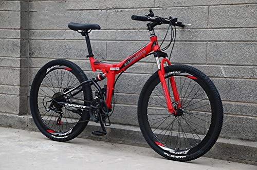 Folding Mountain Bike : Tbagem-Yjr 24 Inch Shock Absorption Shifting Soft Tail Mens Mountain Bike, Folding Mountain Bicycle (Color : Red)