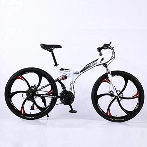 Folding Mountain Bike : Tbagem-Yjr 26 Inch 24 Speed High-carbon Steel Folding Mountain Bike Bicycle - Mens MTB Sports Leisure (Color : White)