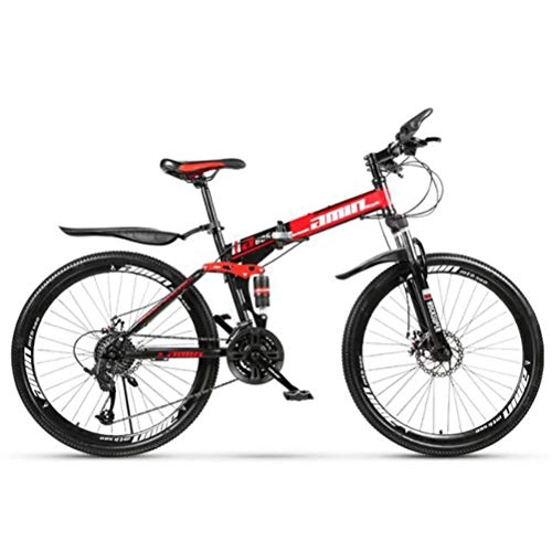 Folding Mountain Bike : Tbagem-Yjr 260inch Wheel Folding Mountain Bicycle Bike, Sports Leisure Off Road Bike For Adults (Color : Red, Size : 24 speed)