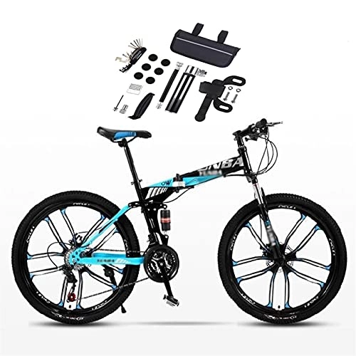 Folding Mountain Bike : Tbagem-Yjr Adult Folding Variable Speed Bicycle 26 Inches Mountain Bike Dual Suspension Bike 10 Knife Wheel Ultimate Edition Color: A-C (Color : A)