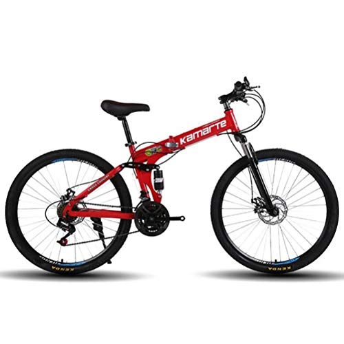 Folding Mountain Bike : Tbagem-Yjr Damping Variable Speed Folding Mountain Bike Bicycle - City Road Bicycle Mens MTB (Color : Red, Size : 27 Speed)