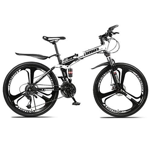 Folding Mountain Bike : Tbagem-Yjr High-carbon Steel Folding Mountain Bike, 26 Inch Wheel Freestyle Bike Bicycle (Color : Black, Size : 21 speed)
