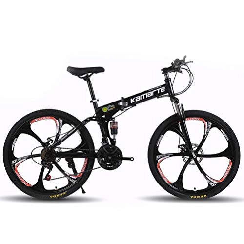 Folding Mountain Bike : Tbagem-Yjr Men And Women Sports Leisure Hardtail Mountain Bikes, Folding Variable Speed Mens MTB (Color : Black, Size : 24 Speed)