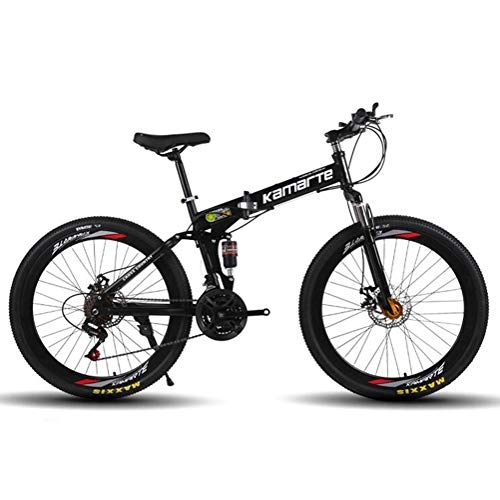 Folding Mountain Bike : Tbagem-Yjr Mountain Bike 26 Inch 21 Speed Dual Suspension Mountain Bicycle Sports Leisure (Color : Black)
