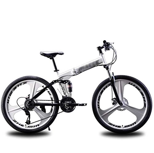 Folding Mountain Bike : Tbagem-Yjr Mountain Folding Bike, 24 Inches Spoke Wheels Disc Brakes Bicycle City Road Bike (Color : Silver, Size : 24 Speed)