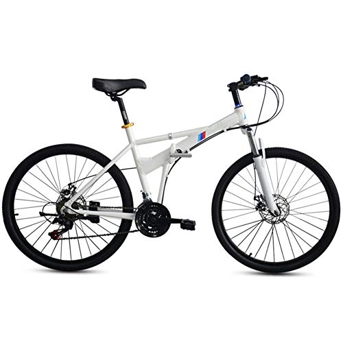 Folding Mountain Bike : TBAN 26-Inch, Folding Bike, Ultra-Light Aluminum Alloy, 21-Speed, Disc Brakes, Folding Mountain Bike, City Bike, White