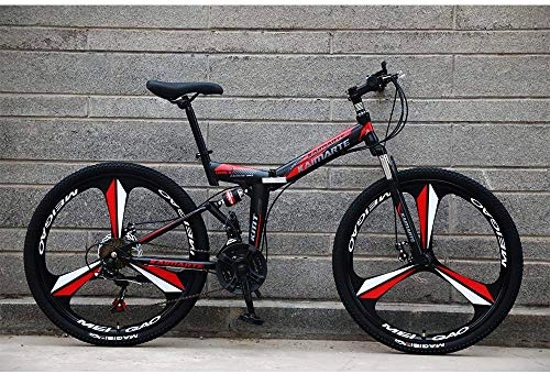 Folding Mountain Bike : TDPQR Folding Mountain Bike 24 / 26 Inch 24 / 27 Speed, Front and Rear Shock Absorbers Bicycle Dual Disc Brakes Road Bikes Racing Cross Country Bicycle / Black