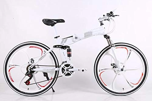 Folding Mountain Bike : THENAGD 24 Inch Folding Bicycle Variable Speed Shock Absorber Oil Disc Mountain Bike Male and Female Students One Wheeled Mountain Bike 24 6