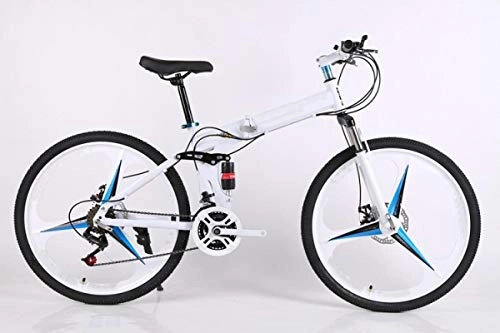 Folding Mountain Bike : THENAGD Folding Mountain Bike 24 Inch One-Wheel Aluminum Alloy Oil Disc Variable Speed Men's and Women's Bicycles 24英寸 白色凯马特折叠.镁合金3刀