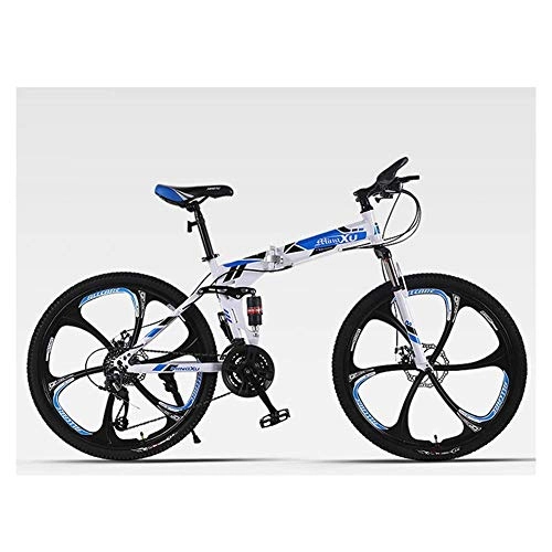Folding Mountain Bike : Tokyia Outdoor sports Mountain Bike HighCarbon Steel 26 Inch Mountain Bike 24 Speed OffRoad Adult Speed Mountain Men And Women Bicycle bicycle (Color : Blue)