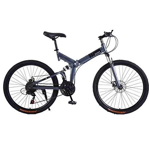 Folding Mountain Bike : TOOLS Off-road Bike Bicycle Mountain Bike Adult MTB Foldable Road Bicycles For Men And Women 24In Wheels Adjustable Speed Double Disc Brake (Color : Gray-B, Size : 21 Speed)
