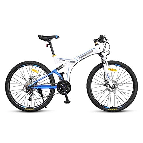 Folding Mountain Bike : TOOLS Off-road Bike Folding Mountain Bicycle Road Bike Men's MTB 24 Speed 26 Inch Bikes Wheels For Adult Womens (Color : Blue)