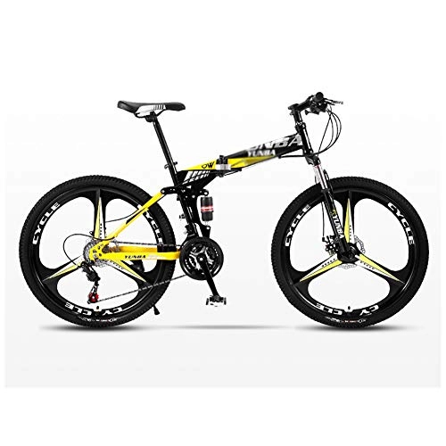 Folding Mountain Bike : TOOLS Off-road Bike Mountain Bicycle Folding Bike Road Men's MTB Bikes 24 Speed Bikes Wheels For Adult Womens (Color : Yellow, Size : 24in)