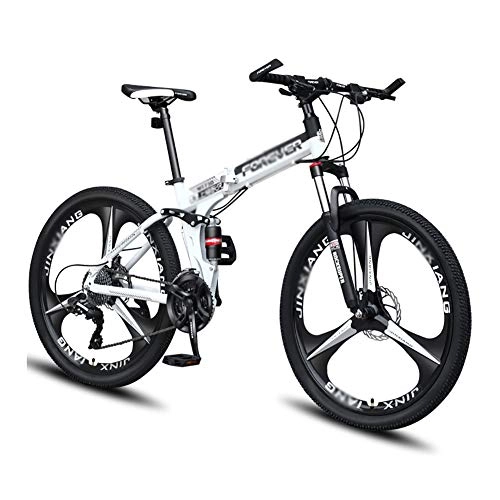 Folding Mountain Bike : TOOLS Off-road Bike Mountain Bike Folding Road Bicycle Men's MTB 21 Speed Bikes Wheels For Adult Womens (Color : White, Size : 26in)