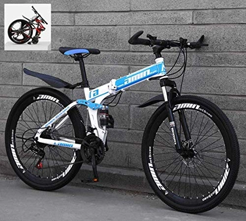 Folding Mountain Bike : TTZY 24 inch Folding Mountain Bikes, High Carbon Steel Frame Double Shock Absorption Variable, All Terrain Quick Foldable Adult Mountain Off-Road Bicycle 6-6, 24 Speed SHIYUE