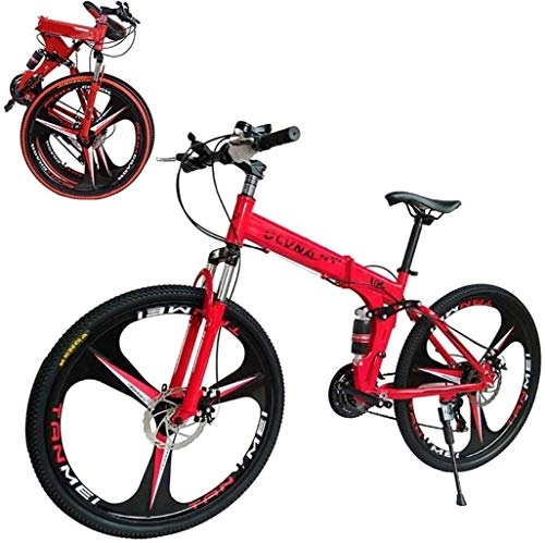 Folding Mountain Bike : TTZY 26 inch Bikes Folding Bicycle Mountain Bike Dual Disc Brake, Double Shock, 21 / 24 Speed, Lightweight and Durable for Men Women Bike 5-27, 24 Speed SHIYUE (Color : 24 Speed)