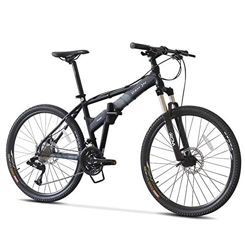 Folding Mountain Bike : TTZY Mountain Bikes, 26 inch 27 Speed Mountain Bike, Folding Aluminum Frame Anti-Slip Bicycle, Kids Adult All Terrain Mountain Bike, Black SHIYUE (Color : Black)